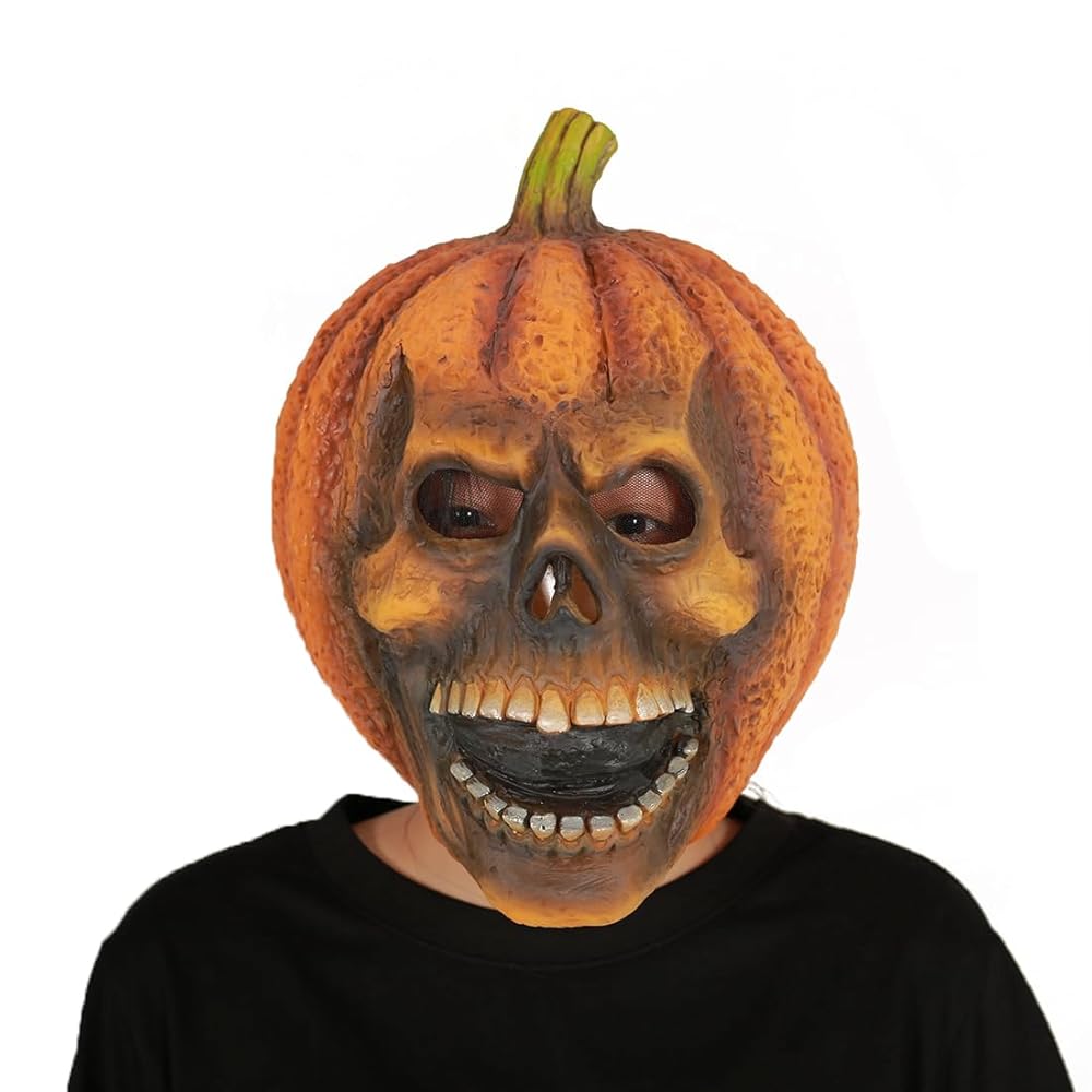 Amazon.com: Ginoba Halloween Pumpkin Skull Head Mask For